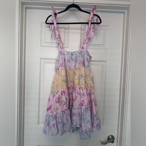 LoveShackFancy Lavender and Yellow Floral Mini Dress